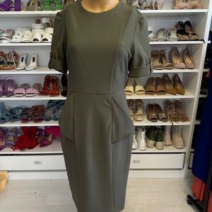 ASOS Olive Green Cap Sleeve Midi Cocktail Dress